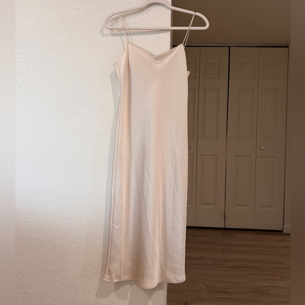 Theory Midi Slip Dress Satin - golden wheat (Size p) Worn Once - MSRP $325